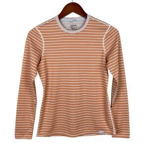 Patagonia Shirt Capilene Midweight 3 Crew Top Orange Grey Stripe Women's XS